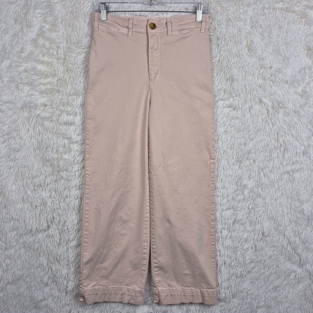 Marine Layer Bridget Wide Leg Pants Pink High Rise Cropped Size 6 Beachy